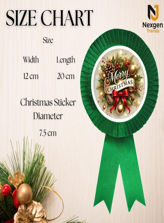NEXGEN TRENDS Single Line Christmas Satin Ribbon Badge with Merry Christmas Logo - Premium Event Badge for Kids, Schools, Office Parties & Carol Programs (Pack of 10) (Dark Green) - Image 5